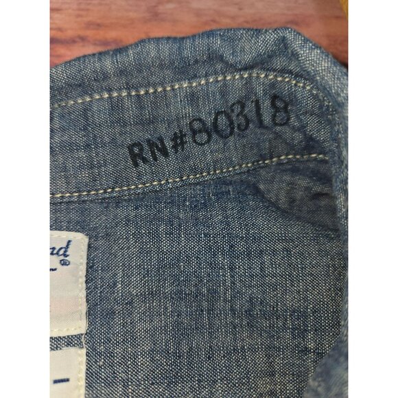 Lucky Brand Mens XX-Large Denim Shirt‎ 100% Cotton Blue Button-Up Long Sleeve - Picture 6 of 8